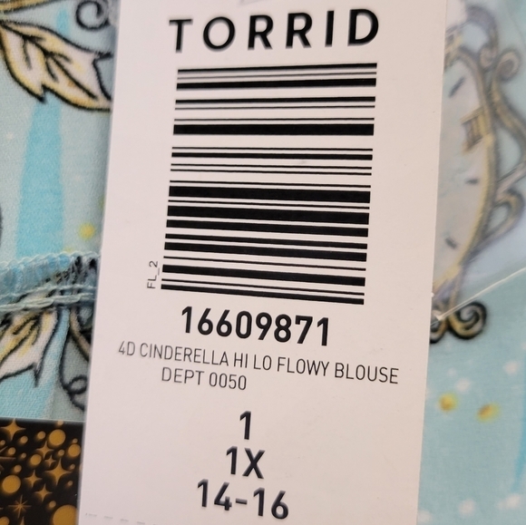 Torrid Disney Cinderella Hi Lo Blouse Blue 1X - Picture 6 of 7